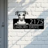 Custom Metal Whippet Dog Cute puppy Metal Address Sign House number Hanging Address Plaque Yard Sign Outdoor decor