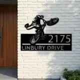 Custom Metal BMX Bicycle freestyle Metal Address Sign, House number, Outdoor Number Signage, Yard Sign Address Plate