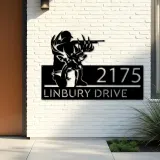 Custom Metal Deer hunter deer hunting Metal Address Sign, House number, Outdoor Number Signage, Yard Sign Address Plate