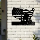 Custom Metal Soldier American Flag Patriotic Army Metal Address Sign, House number, Outdoor Number Signage, Yard Sign Address Plate