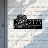 Custom Metal Morkie dog US flag glasses Metal Address Sign House number Hanging Address Plaque Yard Sign Outdoor decor