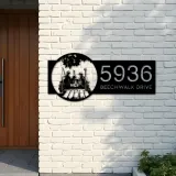 Custom Metal Father mom and daughter fishing Metal Address Sign Custom House number Hanging Address Plaque Yard Sign Outdoor