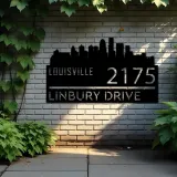 Custom Metal Louisville city skyline Metal Address Sign Hanging Address Plaque house number Yard Outdoor Sign
