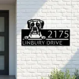 Custom Metal Boxer dog cute puppy Metal Address Sign House number Hanging Address Plaque Yard Sign Outdoor decor