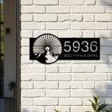 Custom Metal Mountain scene Metal Address Sign, House number, Outdoor Number Signage, Yard Sign Address Plate001