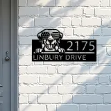 Custom Metal Golden Retriever dog US glasses Metal Address Sign House number Hanging Address Plaque Yard Sign Outdoor decor