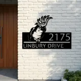 Custom Metal Peeking Parrot Corella Wild animal wildlife Metal Address Sign, House number, Outdoor Number Signage, Yard Sign Address Plate