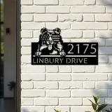Custom Metal Collie dog US flag glasses Metal Address Sign House number Hanging Address Plaque Yard Sign Outdoor decor