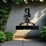 Custom Metal Yoga Girl in hippie style Metal Address Sign, House number, Outdoor Number Signage, Yard Sign Address Plate