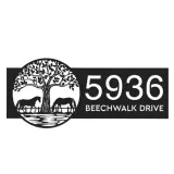 Custom Metal Leafy Tree and Couple Horses Metal Address Sign Custom Hanging Address Plaque House number Yard Sign Outdoor Sign