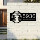 Custom Metal Biker brothers sunset Motocycle rider Metal Address Sign, House number, Outdoor Number Signage, Yard Sign Address Plate