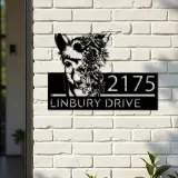 Custom Metal Floral Llama animal Metal Address Sign, House number, Outdoor Number Signage, Yard Sign Address Plate