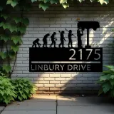 Custom Metal Mechanic evolution handyman Metal Address Sign, House number, Outdoor Number Signage, Yard Sign Address Plate