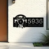 Custom Metal Music is my life headset Metal Address Sign Custom House number Hanging Address Plaque Yard Sign Outdoor