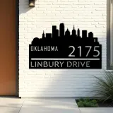 Custom Metal Oklahoma city skyline Metal Address Sign Hanging Address Plaque house number Yard Outdoor Sign