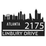 Custom Metal Atlanta city skyline Metal Address Sign Hanging Address Plaque house number Yard Outdoor Sign