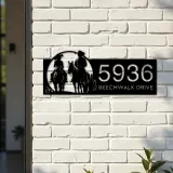 Custom Metal Cowboy horse rider Metal Address Sign, House number, Outdoor Number Signage, Yard Sign Address Plate