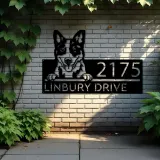 Custom Metal Blue heeler dog cute puppy Metal Address Sign House number Hanging Address Plaque Yard Sign Outdoor decor