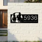 Custom Metal Cowboy horse rider Metal Address Sign, House number, Outdoor Number Signage, Yard Sign Address Plate