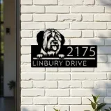 Custom Metal Briard dog Puppy Metal Address Sign House number Hanging Address Plaque Yard Sign Outdoor decor