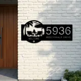 Custom Metal Palm Beach scene Metal Address Sign, House number, Outdoor Number Signage, Yard Sign Address Plate