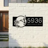 Custom Metal Hummingbird Floral Wreath Metal Address Sign, House number, Outdoor Number Signage, Yard Sign Address Plate