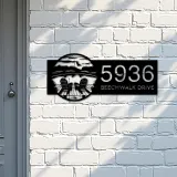 Custom Metal Forest with Chairs Dock on Lake Metal Address Sign Custom House number Hanging Address Plaque Yard Sign Outdoor