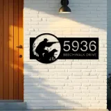 Custom Metal Duck hunting Hunter and dog Metal Address Sign Custom House number Hanging Address Plaque Yard Sign Outdoor