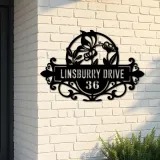 Custom Metal Butterfly flowers Metal Address Sign, House number, Outdoor Number Signage, Yard Sign Address Plate001