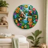 Jungle Safari Animal Kids Room Wall Clock