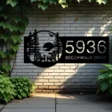 Custom Metal Sunset Scene Metal Address Sign, House number, Outdoor Number Signage, Yard Sign Address Plate