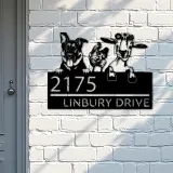 Custom Metal German shepherd chicken and goat Metal Address Sign, House number, Outdoor Number Signage, Yard Sign Address Plate