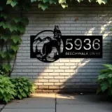 Custom Metal Wolf Mountain scene wild life Metal Address Sign, House number, Outdoor Number Signage, Yard Sign Address Plate
