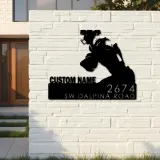 Custom Metal Football Player Custom Name Metal Address Sign, House number, Outdoor Number Signage, Yard Sign Address Plate