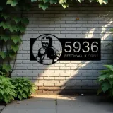 Custom Metal Boxing fighter boxer Metal Address Sign, House number, Outdoor Number Signage, Yard Sign Address Plate001