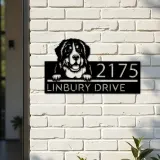 Custom Metal Berne cattle dog Puppy Metal Address Sign House number Hanging Address Plaque Yard Sign Outdoor decor