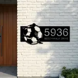 Custom Metal Soccer player football Metal Address Sign, House number, Outdoor Number Signage, Yard Sign Address Plate