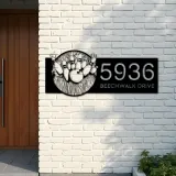 Custom Metal Bowling Metal Address Sign, House number, Outdoor Number Signage, Yard Sign Address Plate002