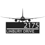Custom Metal Airplane Aircraft pilot Metal Address Sign, House number, Outdoor Number Signage, Yard Sign Address Plate