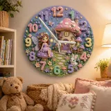 Fairy Mushroom House Kids Room Wall Clock
