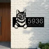 Custom Metal Somali Cute peeking cat kitten Metal Address Sign, House number, Outdoor Number Signage, Yard Sign Address Plate