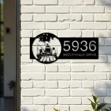 Custom Metal Dad son and daughter go fishing Metal Address Sign Custom House number Hanging Address Plaque Yard Sign Outdoor