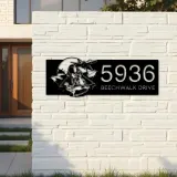 Custom Metal Fighter Pilot Aircraft Carrier Metal Address Sign House number Hanging Address Plaque Yard Sign Outdoor