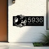 Custom Metal Cute witch floral Halloween Metal Address Sign, House number, Outdoor Number Signage, Yard Sign Address Plate