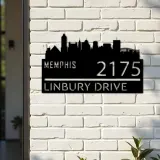 Custom Metal Memphis city skyline Metal Address Sign Hanging Address Plaque house number Yard Outdoor Sign