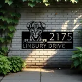 Custom Metal Puggle Dog Cute puppy Metal Address Sign House number Hanging Address Plaque Yard Sign Outdoor decor