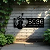 Custom Metal Love Guitar music notes Guitarist Metal Address Sign, House number, Outdoor Number Signage, Yard Sign Address Plate