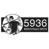 Custom Metal Baseball player Sport Metal Address Sign, House number, Outdoor Number Signage, Yard Sign Address Plate001