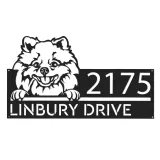 Custom Metal Pomeranian dog Cute puppy Metal Address Sign House number Hanging Address Plaque Yard Sign Outdoor decor