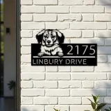 Custom Metal Kooikerhondje dog Puppy Metal Address Sign House number Hanging Address Plaque Yard Sign Outdoor decor